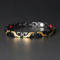 titanium steel mens bracelet female plated gold color black cross dragon personalized magnet foreign trade jewelry