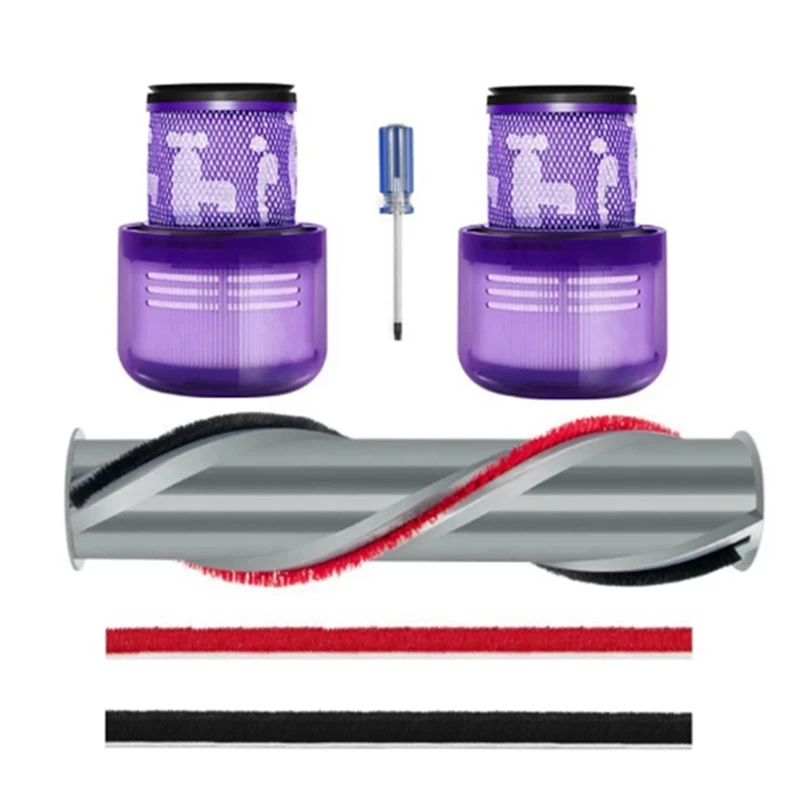

6Pcs Washable Hepa Post-Filter Roller Brush Soft Plush Strips Vacuum Cleaner Roller Brush For Dyson V11 Replacement Spare