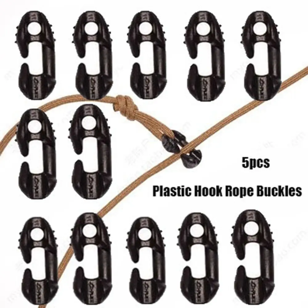 

5pcs Black Outdoor External Buckles New 23*11mm Plastic Strapping Hook Rope Buckles Camping Tool