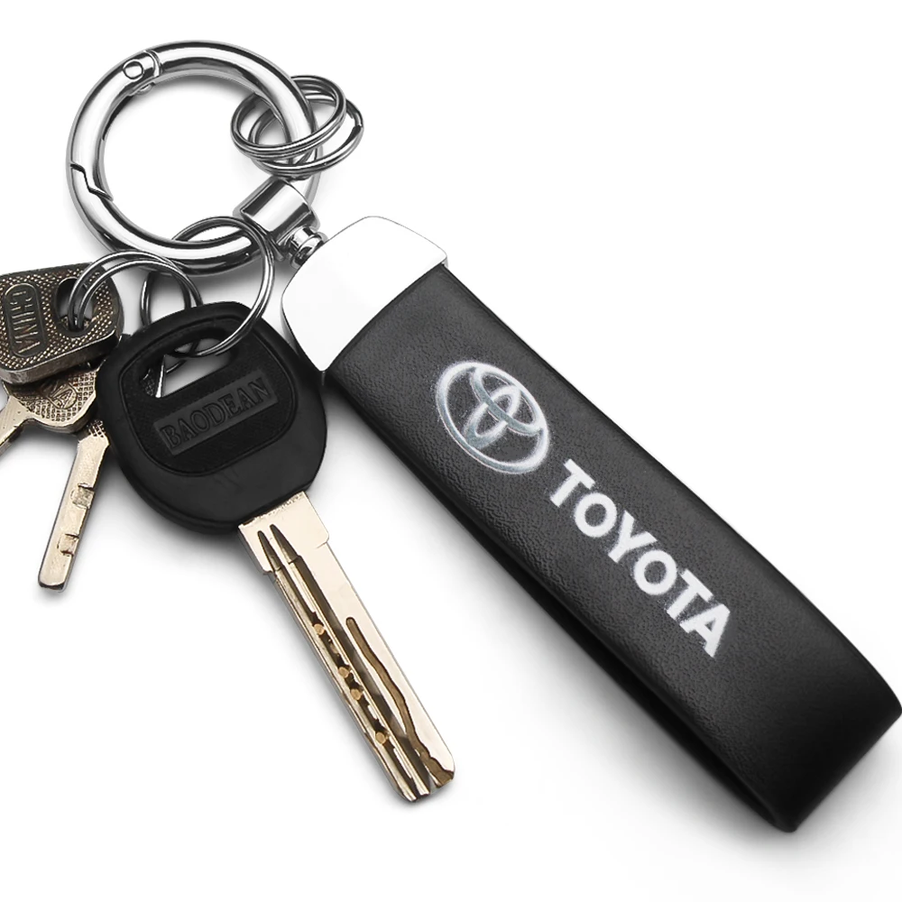 

3D Metal Leather Car Logo Keychain Printing Keyring Men Women Gift For Toyota Corolla Yaris Rav4 Camry Auris Corolla Accessories