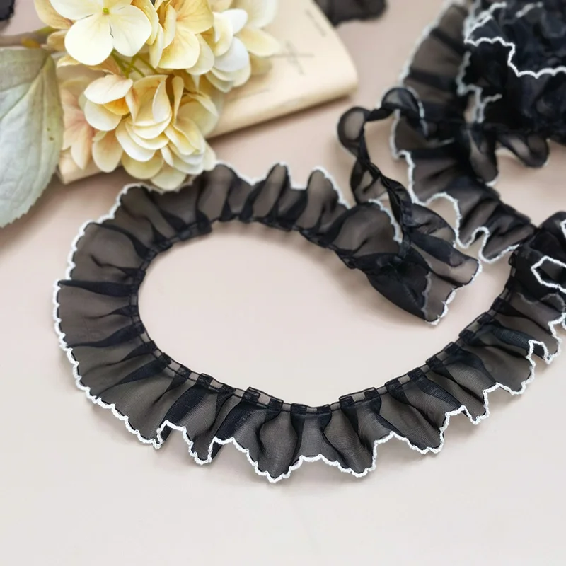 Плиссированная органза по низкой цене кружевная юбка с оборками для одежды