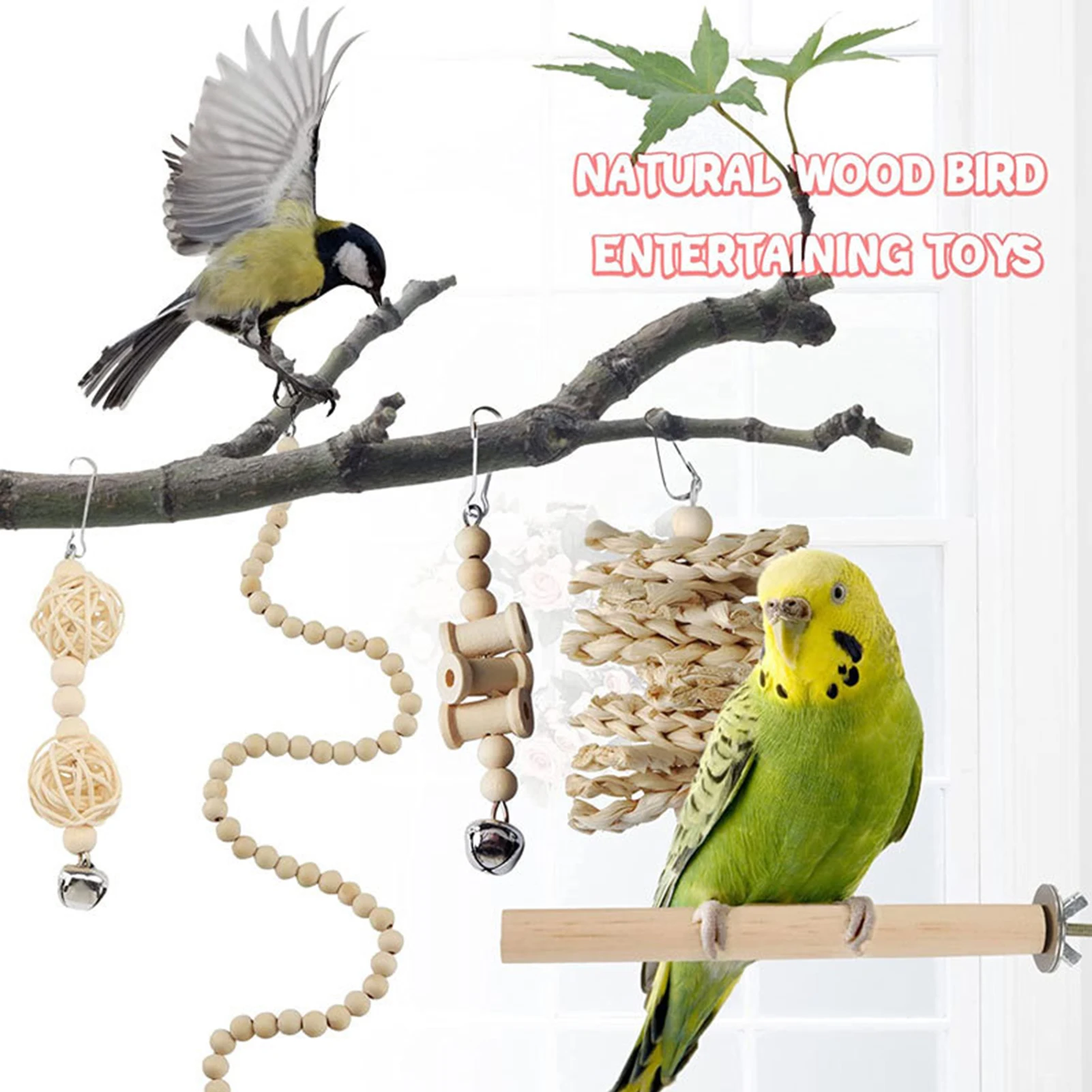 

13 Pack Bird Toys 13 Pack Solid Wood Toys For Parrots Small Parrot Swing Chewing Toys For Budgies Small Parakeets Conures Love