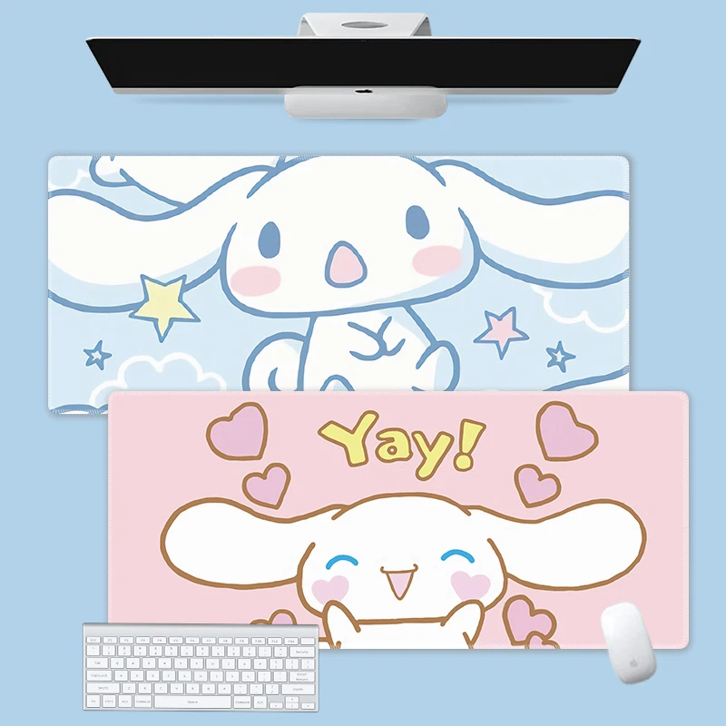 Kawaii Cinnamorolls Mouse Pad Large Gaming Mousepad Compute Mouse Mat Gamer Stitching Desk Mat XXL for PC Keyboard Mouse Carpet