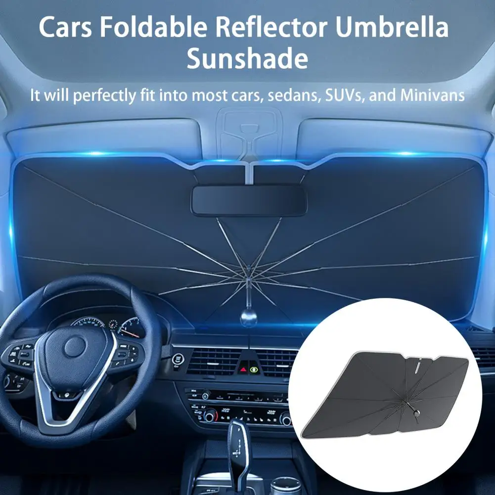 

Windshield Umbrella Round Handle 10 Ribs Sturdy Frame Keep Your Vehicle Cool Cars Foldable Reflector Umbrella Sunshade