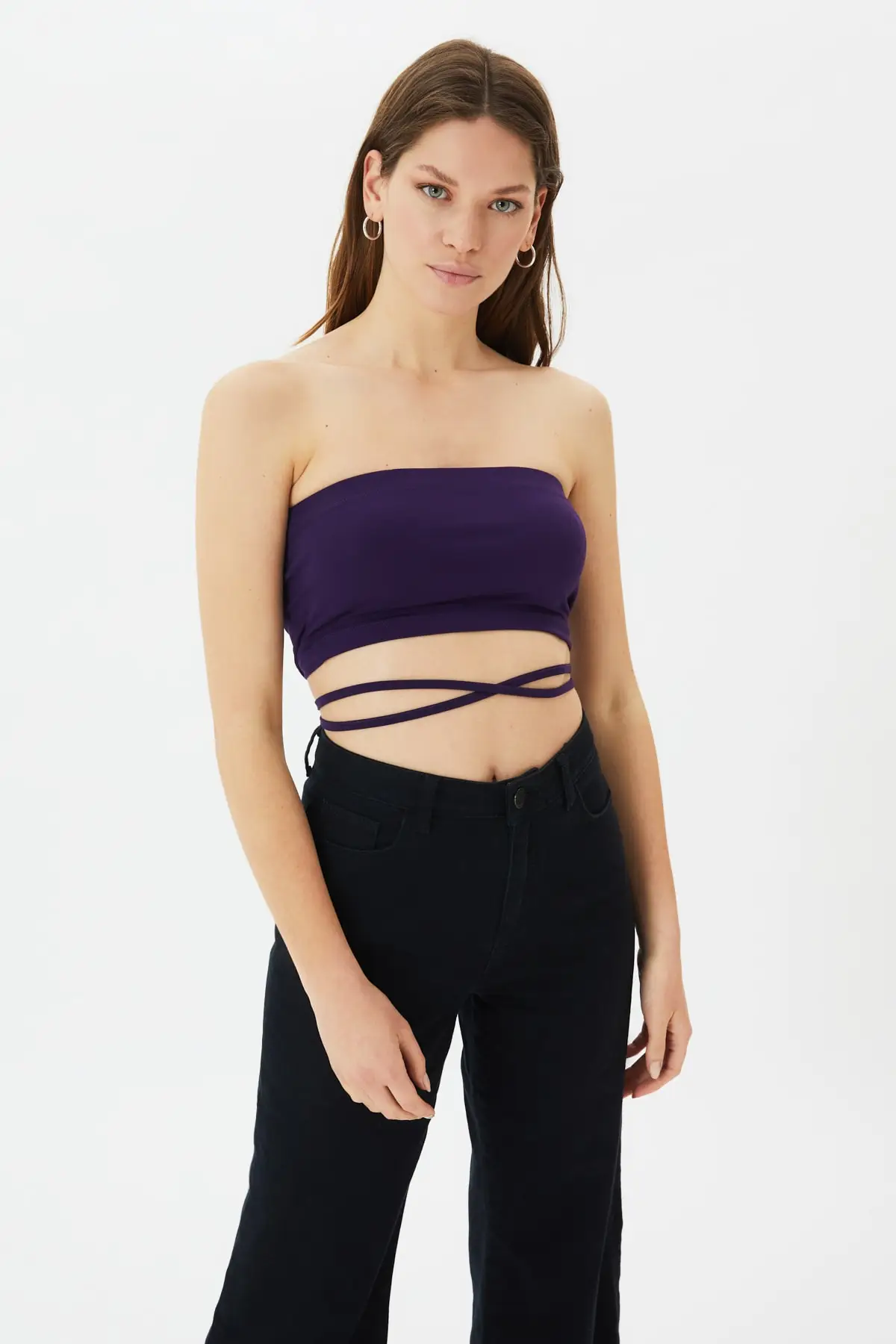 

Trendyol Lacing Detail Strapless Knitted Blouse TWOSS21BZ2000