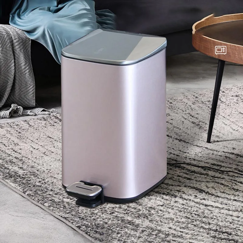 Stainless Steel Trash Can Bedroom Office Large Capacity Luxury Trash Can Touchless Lixeira Banheiro Home Office Storage EB5LJT