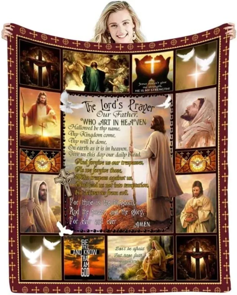 

Jesus God Virgin Mary Amen Blanket Winter Warm Throw Blankets for Sofa Bed Soft Bedspread Sofa Travel Camping