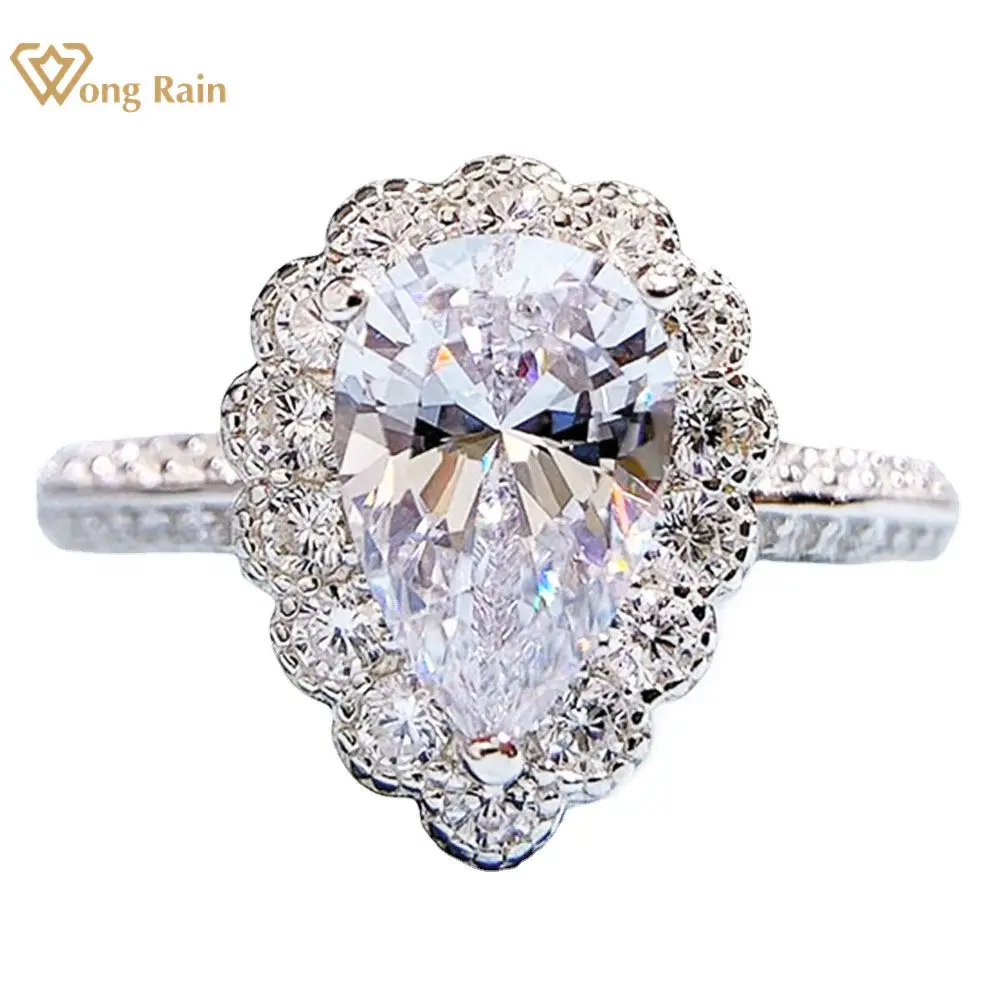 

Wong Rain 18K Позолоченная серебряная Груша 925 пробы с высоким содержанием углерода, драгоценный камень для свадьбы, помолвки, ювелирные украшени...