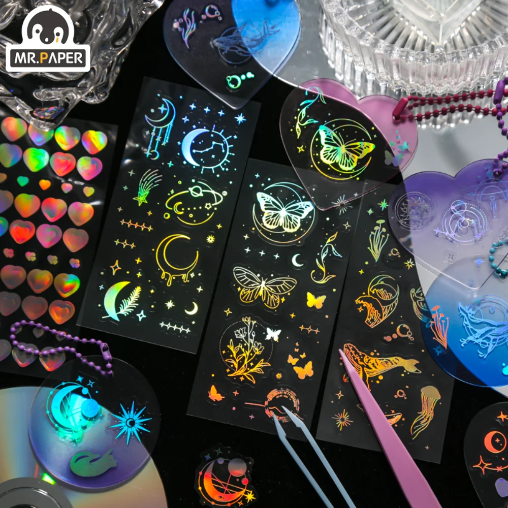 

Mr. Paper 4 Style Simple Small Fresh Sticker Set Creative Whale Butterfly Hand Account Decorative Stationery Stickers