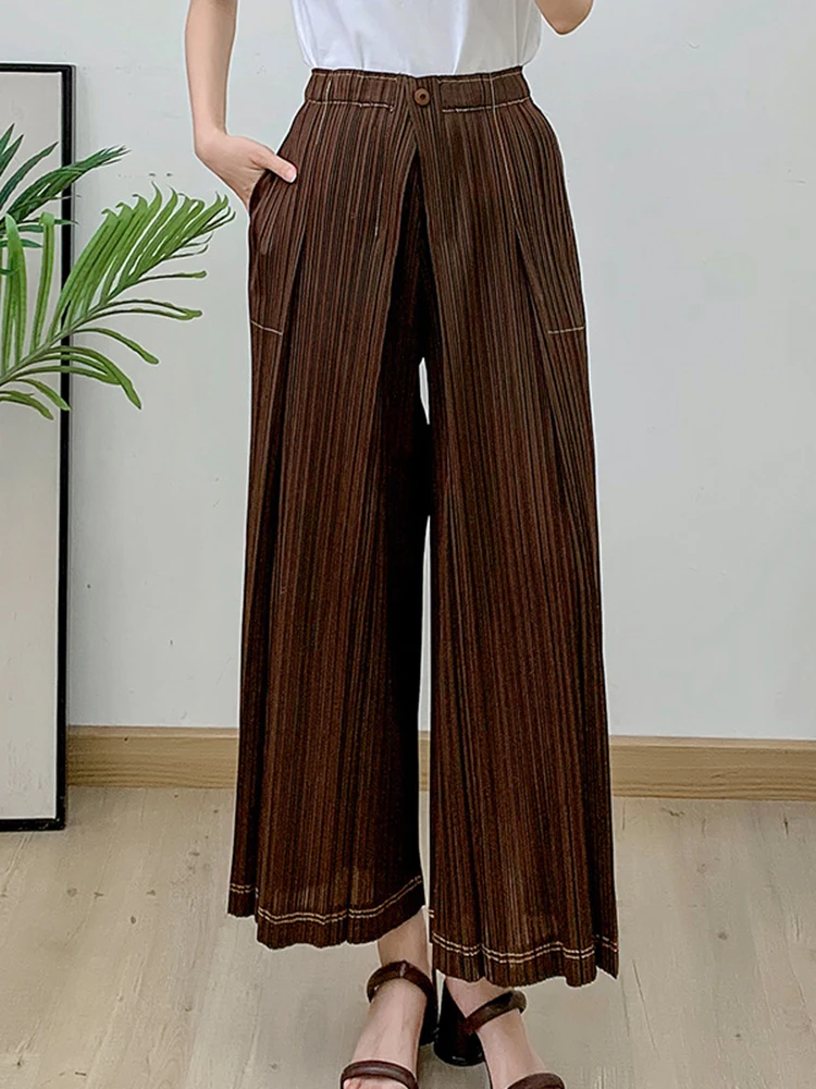 Женские плиссированные брюки GVUW свободные универсальные широкие с эластичным
