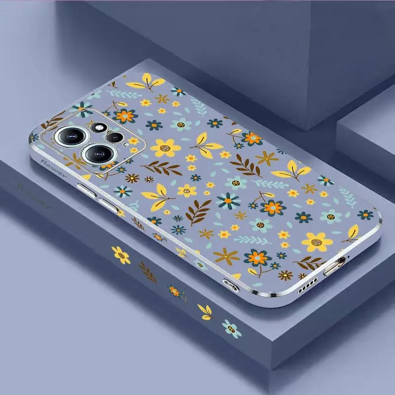 Clear Flower Luxury Plating Phone Case For Xiaomi Redmi Note 11 Pro Plus 12Pro Plus 11 11S 10 Pro 12 9S 8 Pro Cover