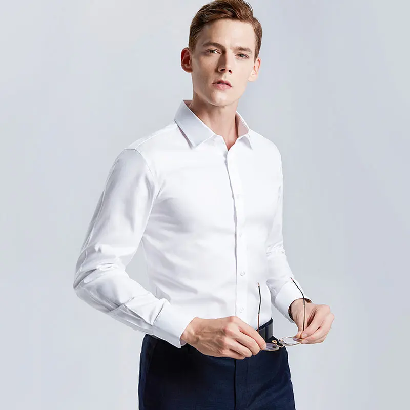 

Мужская белая рубашка с длинным рукавом, не требует глажки, деловая профессиональная рабочая повседневная одежда, топы на пуговицах, женская