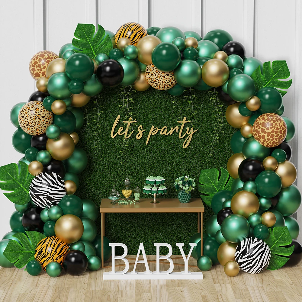 

141pcs Forest Green Balloon Garland Arch Kit With 22inch 4D Foil Ball Kids Jungle Safari Birthday Party Baby Shower Decor Globos