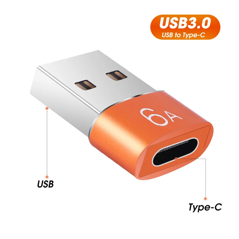 6A USB To Type-C OTG Converter USB 3.0 Male To Type C Female Adapter for Samsung Xiaomi PC Car Charging Connector Accessories