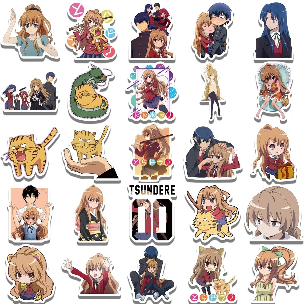 Наклейки виниловые водостойкие в стиле аниме &quotторадора&quot для бутылок с водой