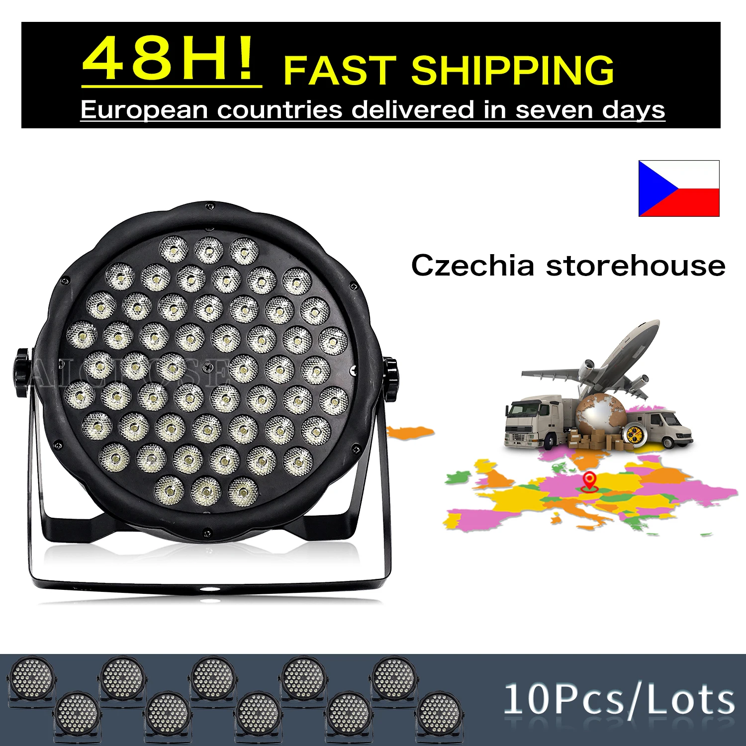 

10Pcs/Lots 54x3W RGBW LED Par Light RGB 3 in 1 Stage Flat Spotlight for Dance Studio Club DJ Disco Party Stage Lighting