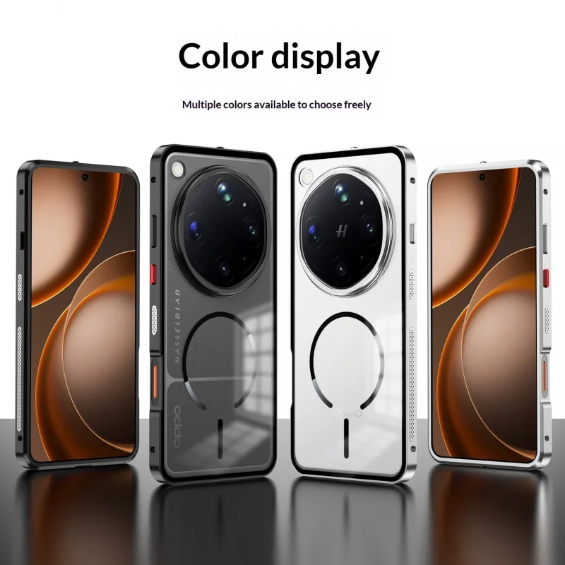 Фото Чехол из алюминиевого сплава с защелкивающимся креплением для OPPO Find X9 Ultra X9sPro, магнитный, полупрозрачный, матовый, металлический бампер, противоударный чехол №3