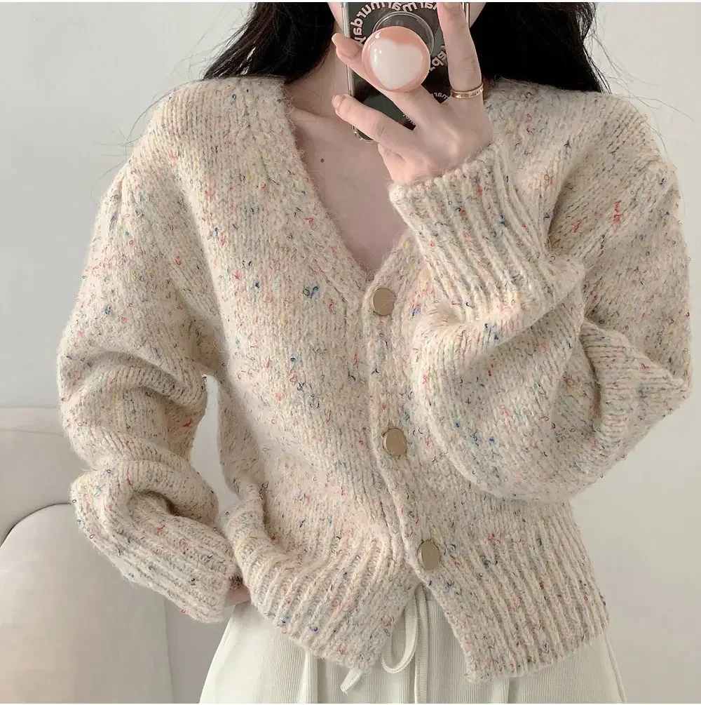 

Кардиганы в горошек kpop для женщин, одежда в Корейском стиле, свитеры для женщин 2023, женские кардиганы в стиле 90-х, винтажная одежда, трикотажная одежда