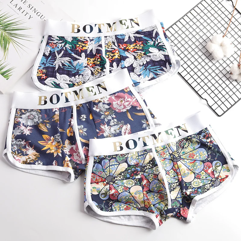 

Мужское нижнее белье, мужские спортивные модные брендовые боксеры для студентов из чистого хлопка, Модные индивидуальные Молодежные дышащ...