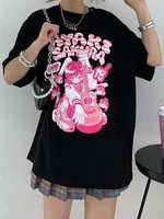 deeptown womens anime t shirt summer streetwear hip hop harajuku graphic tees guitar girl embroidery print short sleeve y2k top
