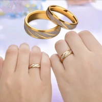 titanium steel couple rings gold color wave pattern wedding infinity ring men and women engagement jewelry gifts