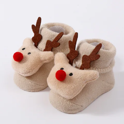 Детские вязаные хлопковые носки с оленем