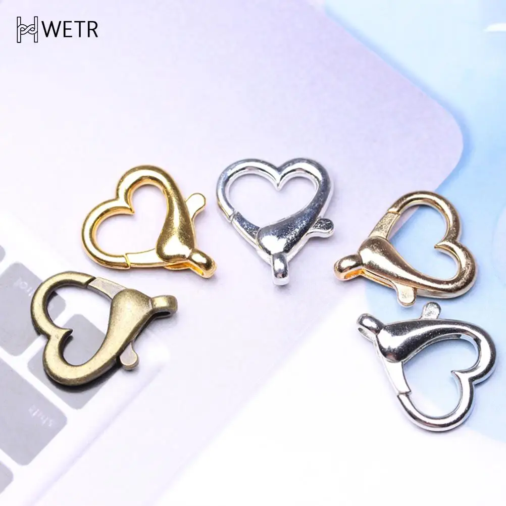 

10 шт./лот застежка-карабин из сплава в форме сердца, цепочка для ключей, разделенные крючки для изготовления ювелирных изделий своими руками...