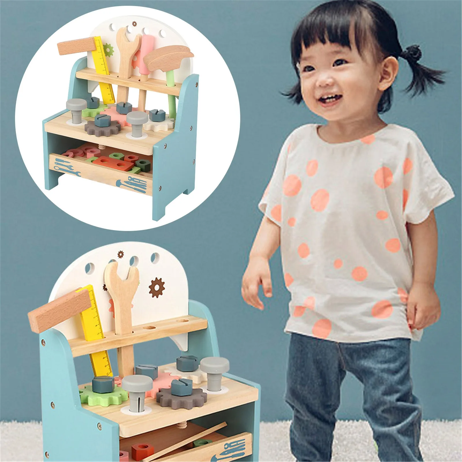 

Building Games for Kids Ages 4-8 Children's Wooden Simulation Tool Table Matching Game for Toddlers 2-4 Years Girls