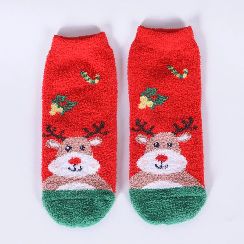 10 Pairs Unisex Coral Velvet Christmas Socks Middle Tube Thickened Warm Autumn Winter Cute Cartoon Snow Merry Christmas Socks