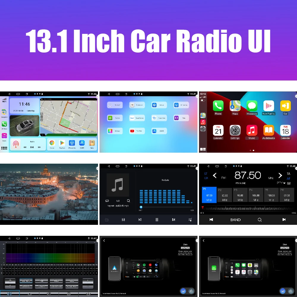 13 1-дюймовый автомобильный радиоприемник Android Auto Carplay мультимедийный плеер для