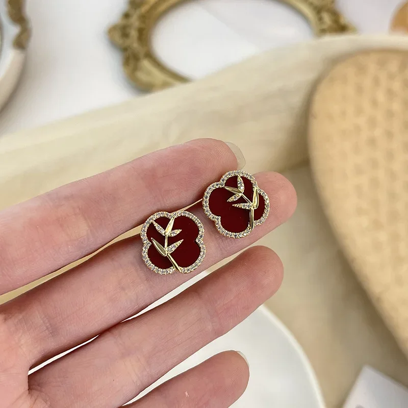 Винтажные красные серьги анголы в гонконгском стиле акриловые геометрические