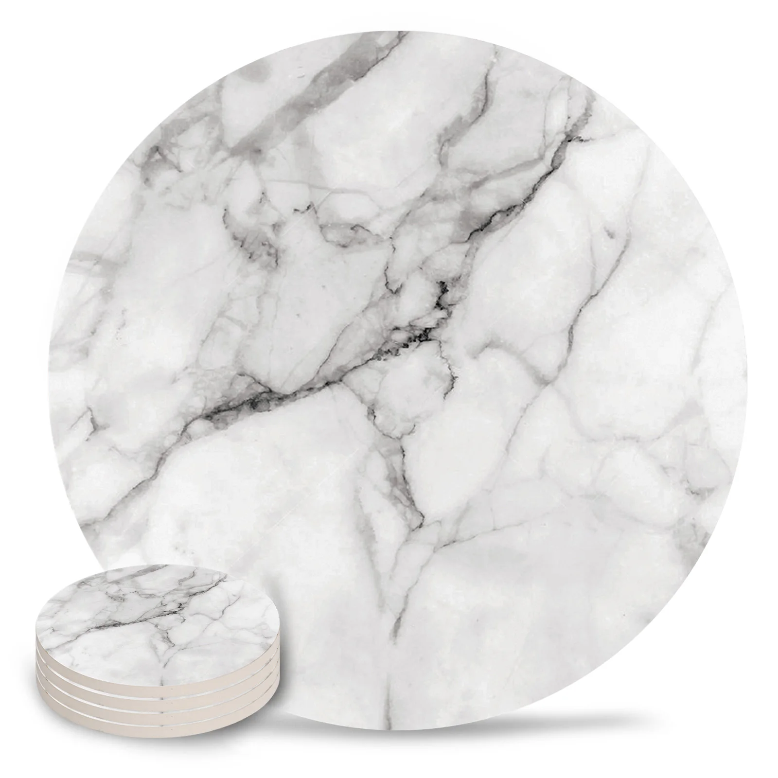 

Подставки с серым мраморным рисунком, керамический набор, круглые абсорбирующие подставки для напитков, кофейного чая, столовый коврик