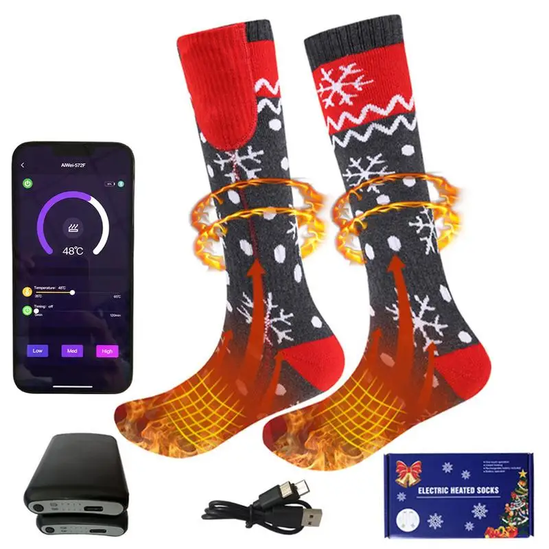 

Heated Socks With 5000mah Battery Rechargeable App Temperature Control Christmas Electric Heating Socks For For Skiing Riding