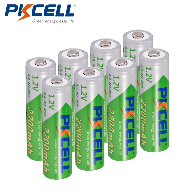 

8Pcs/PKCELL AA Battery NIMH 1.2V 2200mAh Ni-MH 2A 1.2 Volt Low Self-discharge Durable AA Rechargeable Batteries Bateria Baterias
