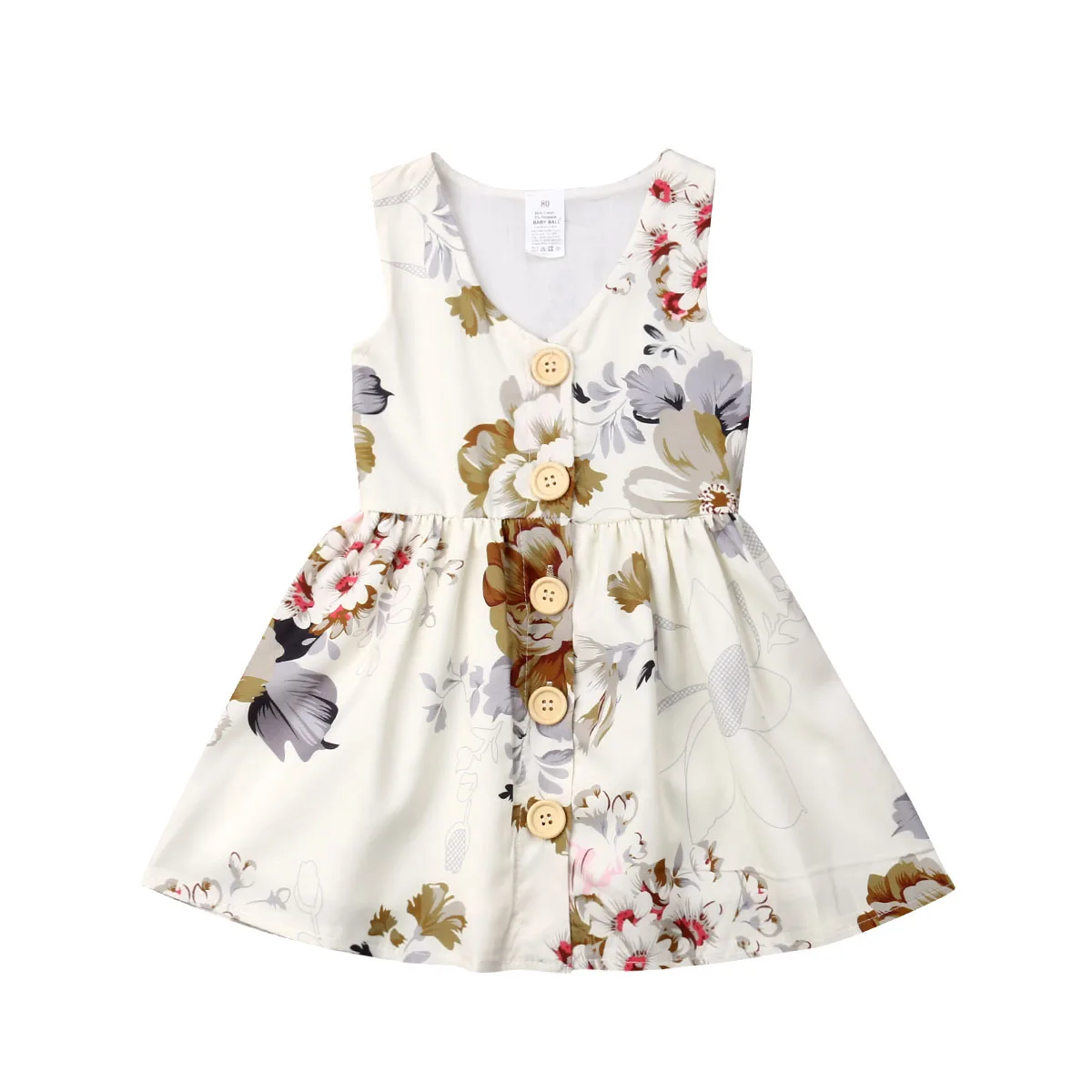 

Summer Kids Baby Girl Clothes Floral Print Sleeveless Dress Toddler Party Pageant Tutu Dresses Sundress