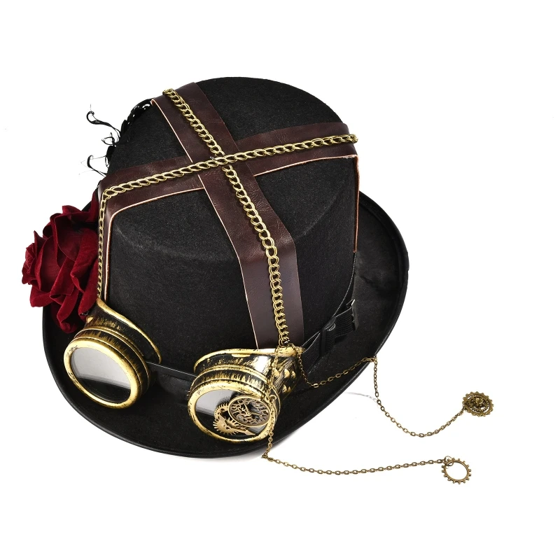 

Steampunk Men Hat With Goggles Gay Top Hat Steampunk Bowler Top Hat Vintage Halloween Top Hat Gothic Carnival Nightclub