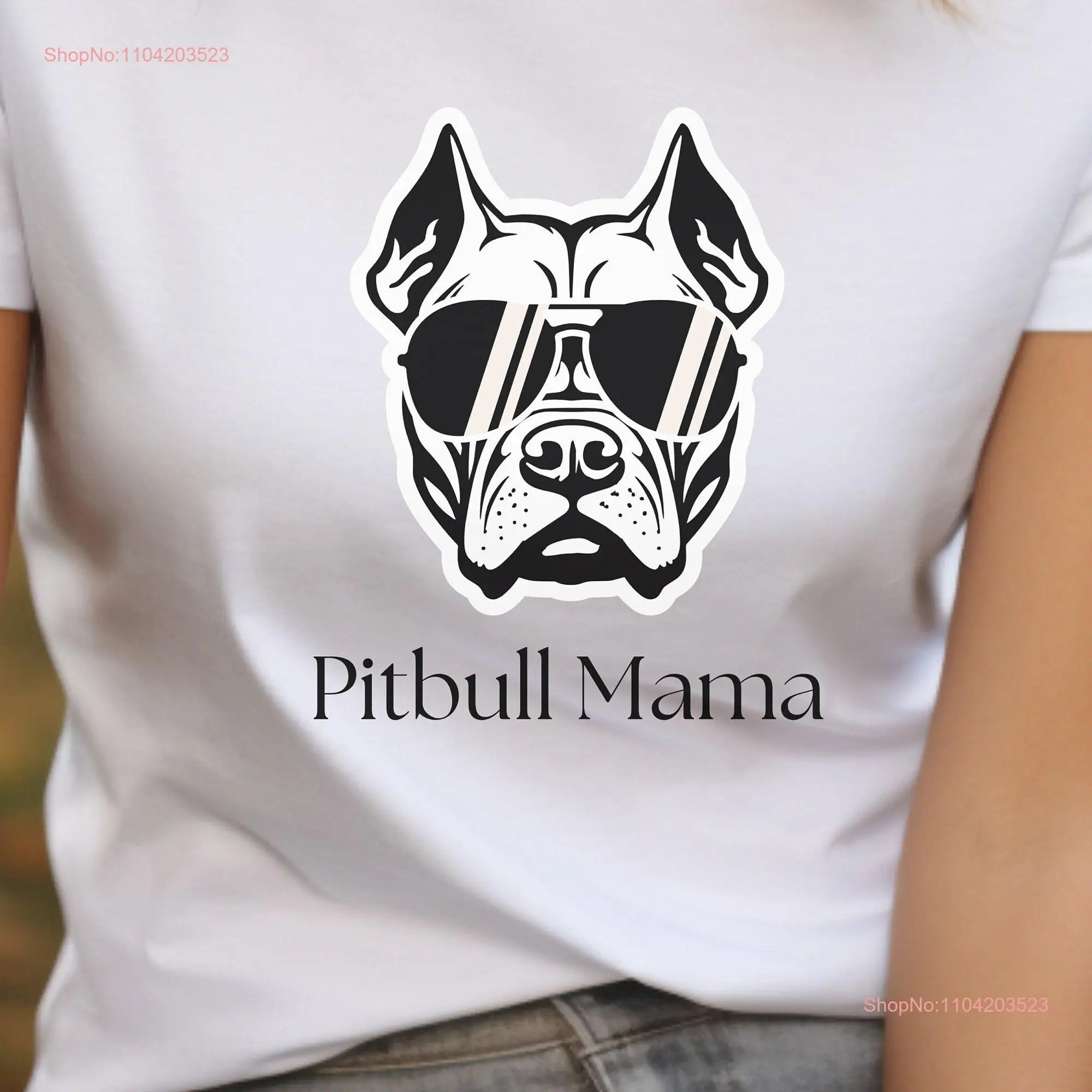 Футболка Pitbull Mama с забавными собаками для любителей мамы и животных длинными или