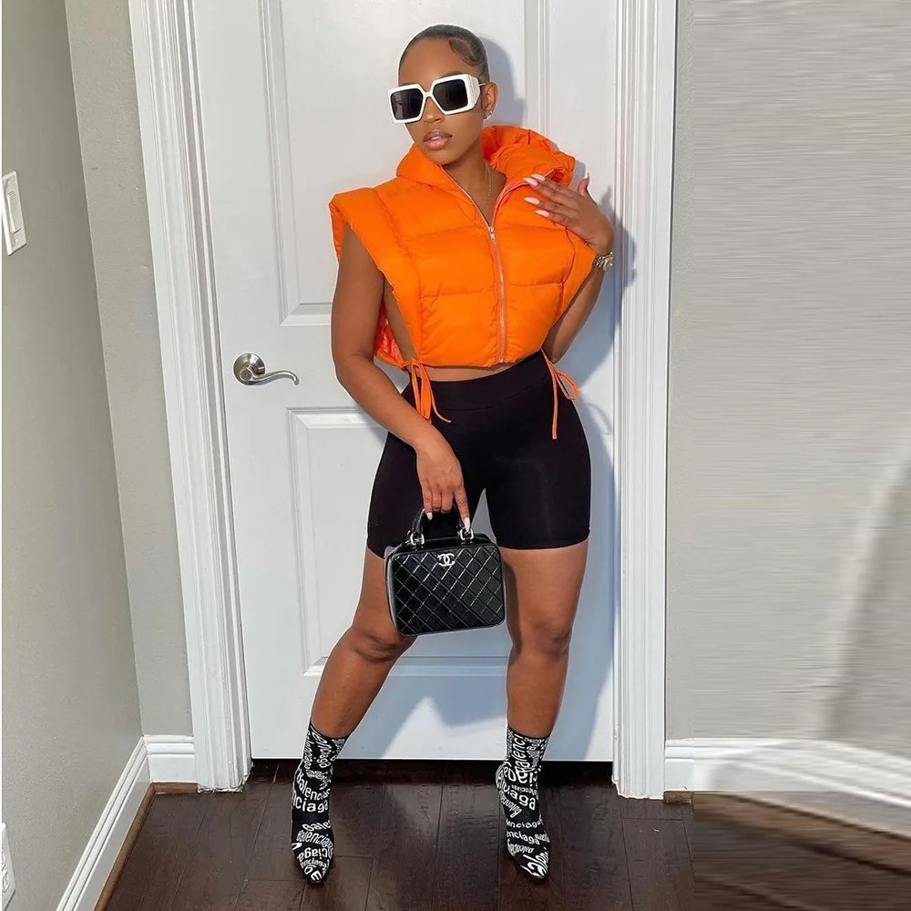 

Новинка 2022, теплый ветрозащитный осенне-зимний жилет, хлопковая одежда, новинка, Женская хлопковая куртка на молнии с тонкой талией и капюшоном, со шнуровкой