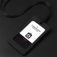 soft rubber tag sleeve name badge reusable card case with suspension lanyard cord