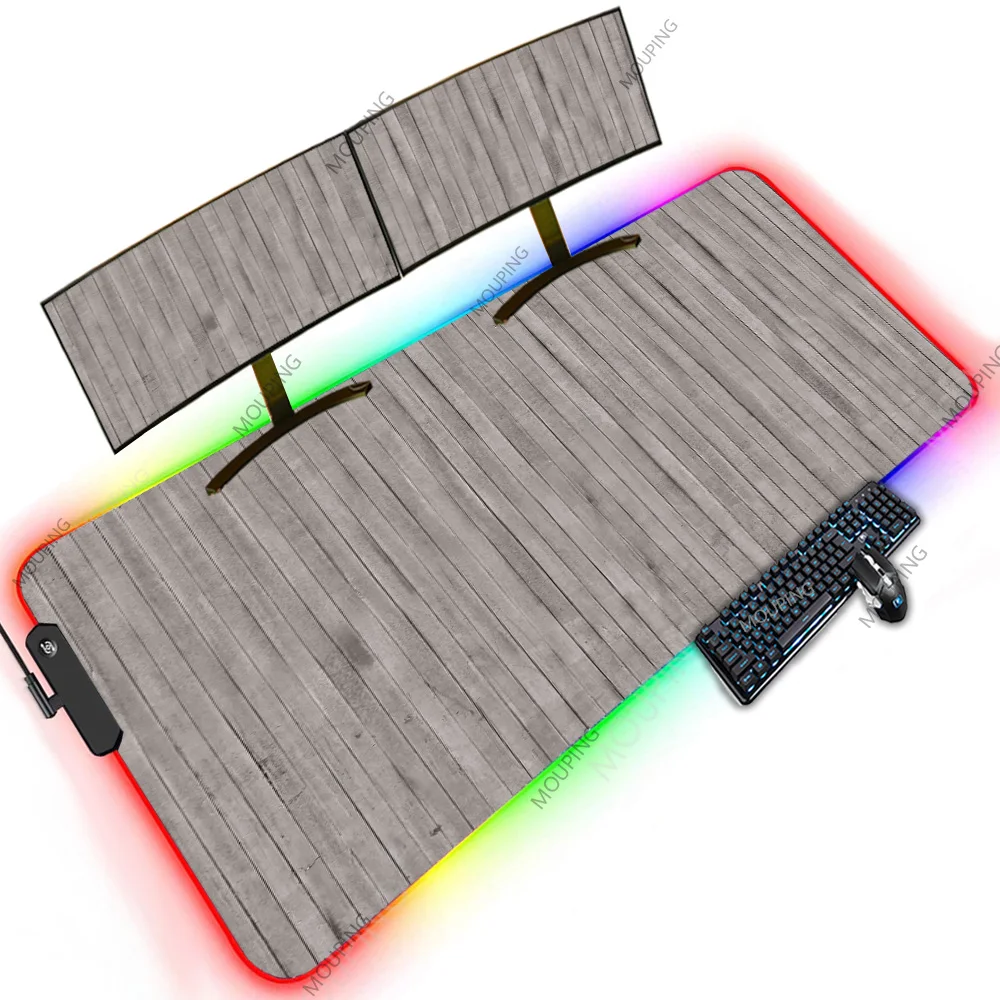 

Wooden Black Retro Minimalist Mouse Pad Personalized Rgb Backlit Mat Luminous Carpet XXXXL 120X50 Oversize Art Playmat Deskmat