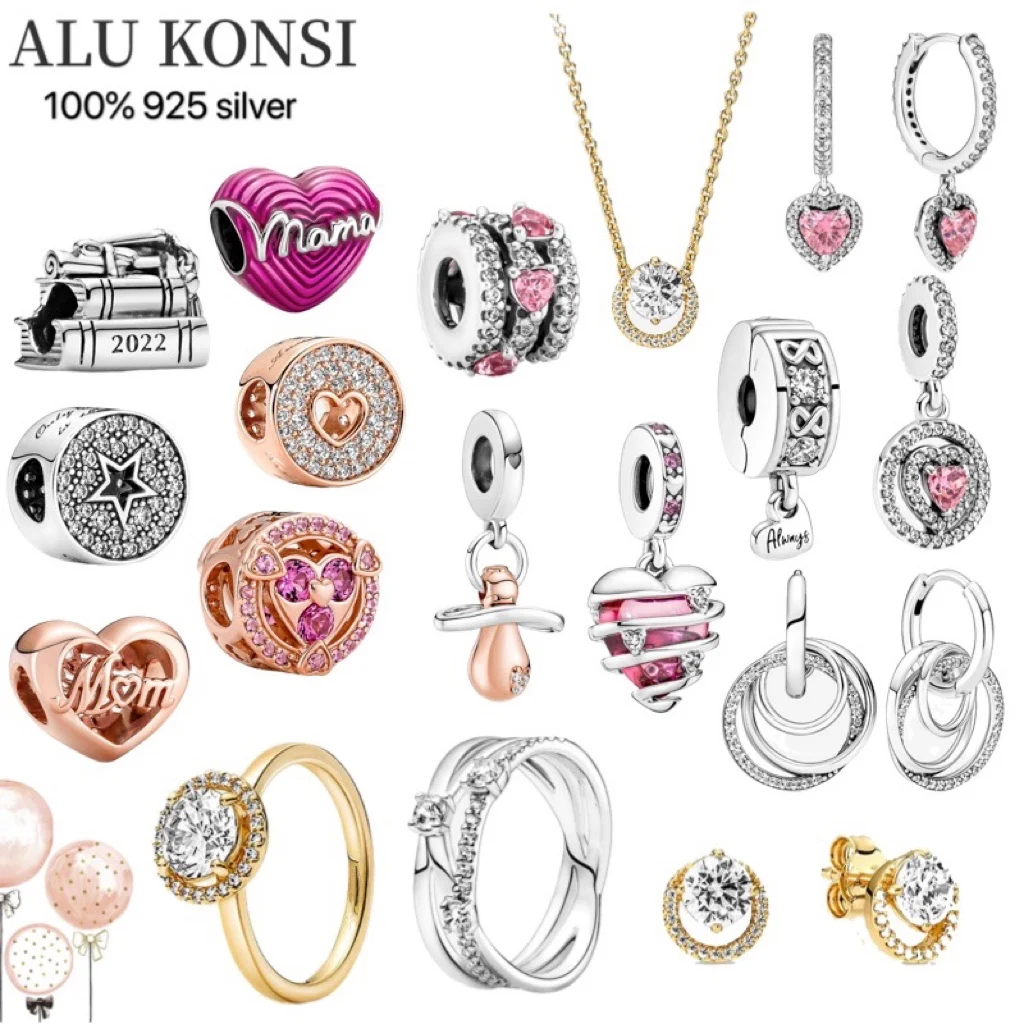 

2022 New Mother's Day 925 Sterling Silver Beads MOM Alphabet Charm Beads Fit Original Pan Bracelets Women DIY Jewelry Gift