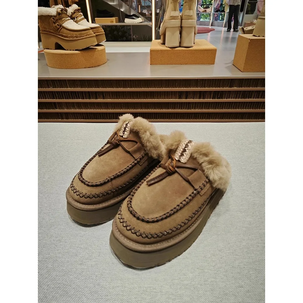 NIGO/женские осенне-зимние шерстяные тапочки в этническом стиле уличная обувь на