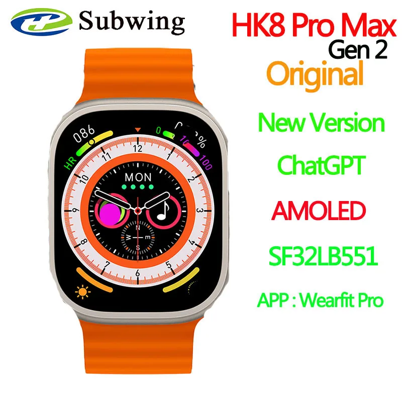 

ChatGPT Gen 2 HK8 Pro Max Amoled Smart Watch 49mm Wireless Charging Bluetooth Call Men Series 8 NFC Women Smartwatch 2023