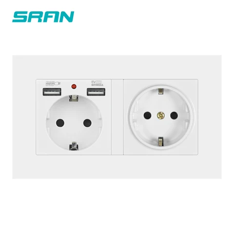 SRAN 2-клавишная розетка с USB 16А