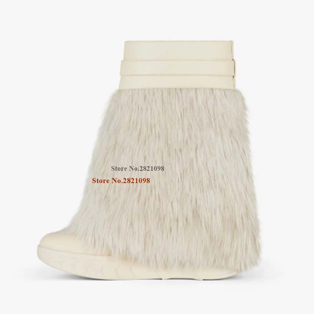 Роскошные сапоги из натуральной кожи с мехом Альпака на платформе замком акулы