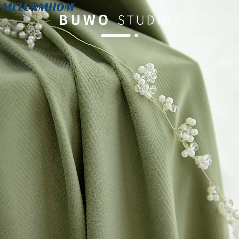 

Luxury fishbone pattern velvet curtains for living room bedroom blackout herringbone wool fabric window treatments