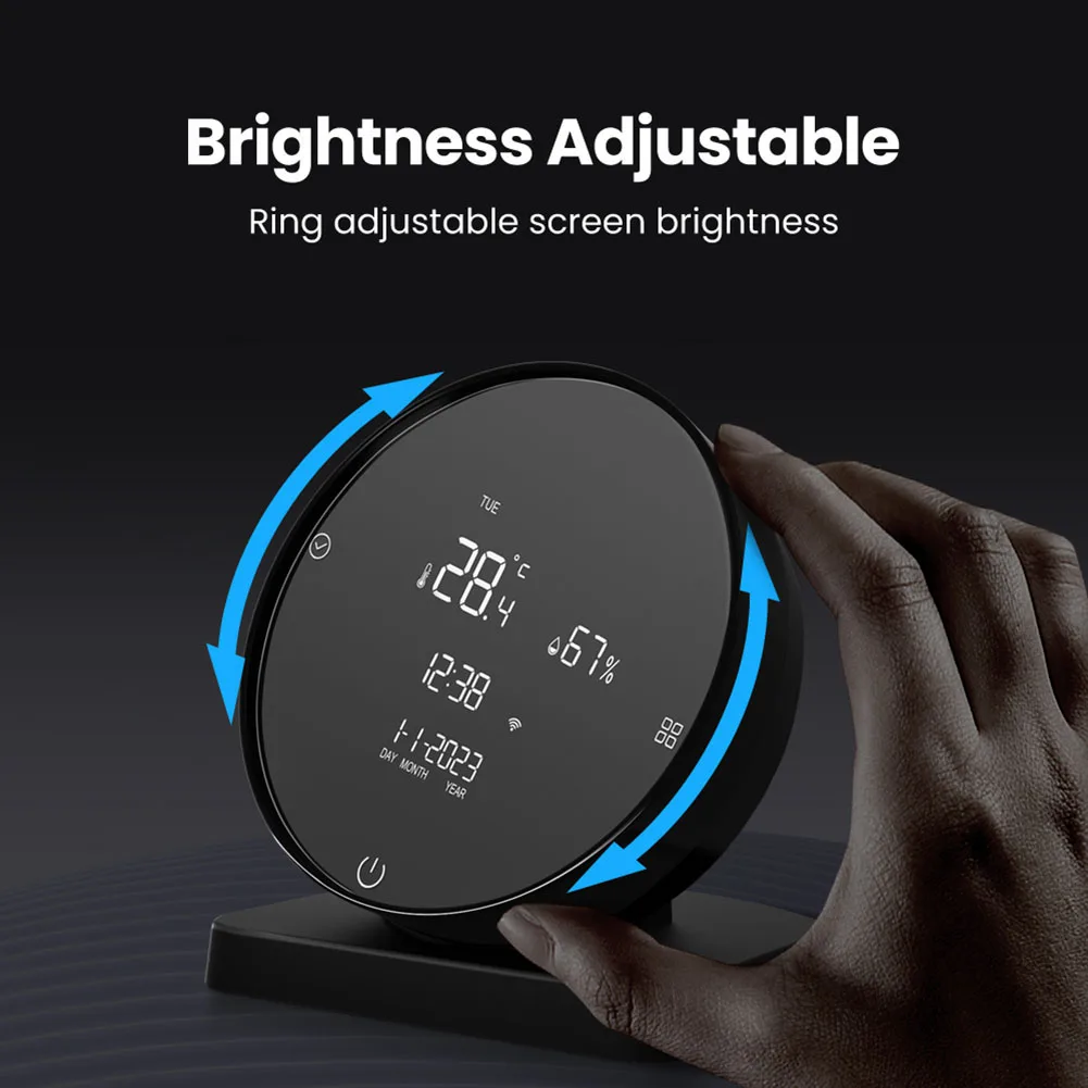 

WiFi Tuya Hygrometer Thermometer 5V 1A IR Remote Control Adjustable Screen Brightness Work with Alexa Google Home