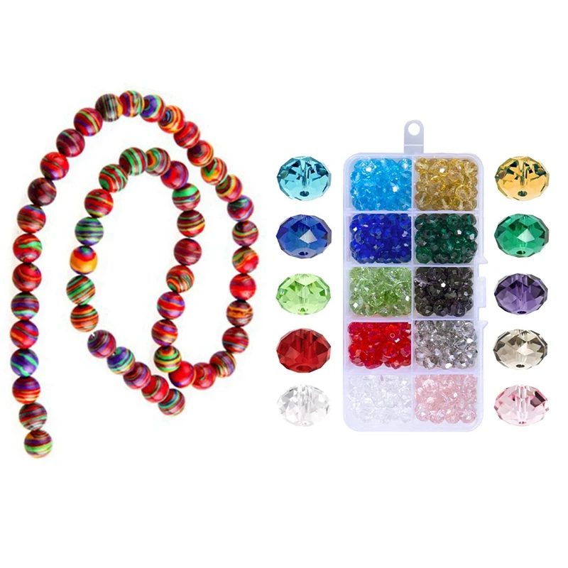 

1Pc 8 Mm Round Turquoise Beads Beads Strand Colorful Semiprecious Stones & 300Pcs Glass Beads 8Mm 10 Color Faceted Beads