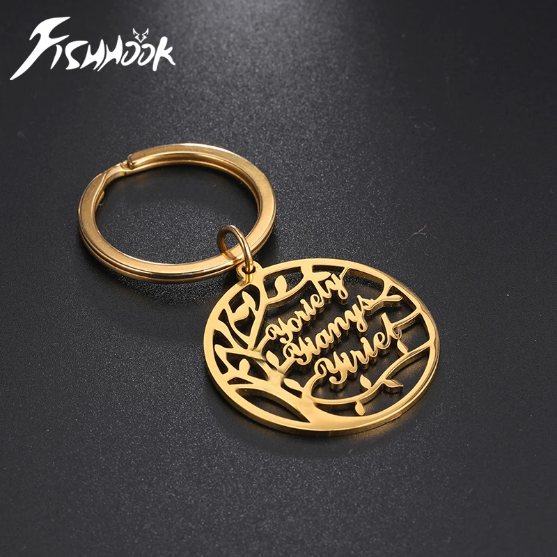

Fishhook Tree of Life Custom Keychain 6 Name Personalized Family Key Chain Ring Gift For Woman Man Mother Father Child Jewelry