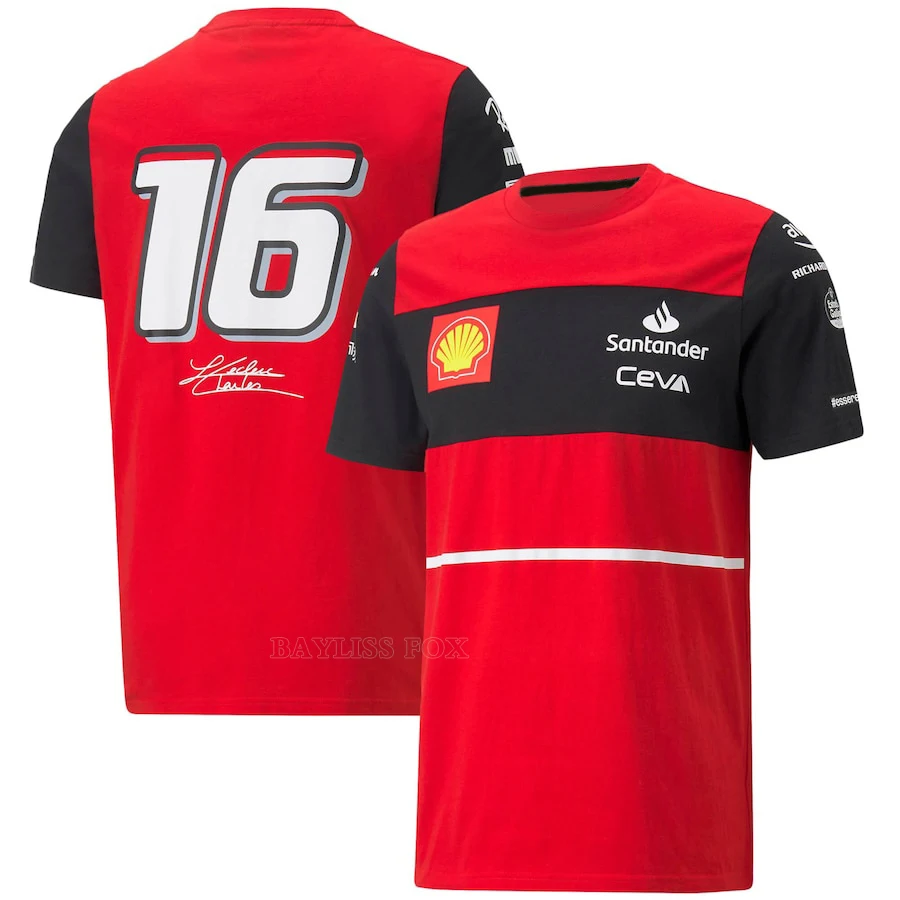 

For Ferrari T-Shirt Driver Leclerc Sainz F1 2022 Official Team Summer Motorsport Racing Red Quick-dry Breathable Leisure Jerseys